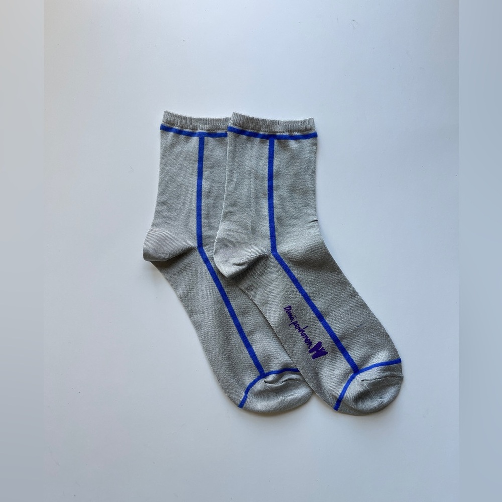 Japan brand Mina perhonen Stylish Gray and Blue Women's Casual Socks